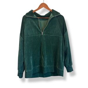 [Wild Fable] Forest Green Velvet Quarter Zip Pullover